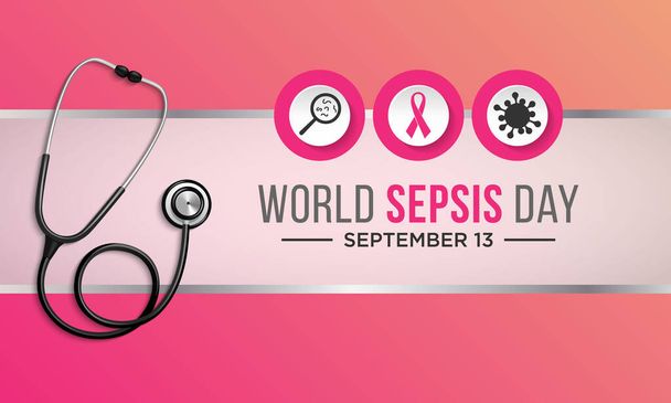 Ilustración vectorial sobre el tema del Día Mundial de la Sepsis que se celebra cada año el 13 de septiembre en todo el mundo
. - Vector, imagen