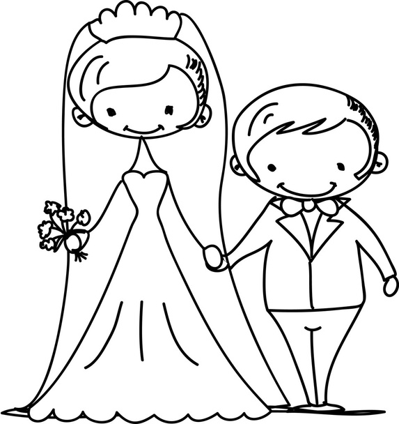 Wedding pictures, bride and groom - Vector, Image