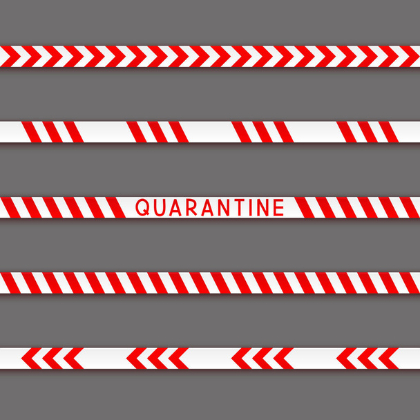 Set van naadloze signaal tape grenzen voor quarantaine coronavirus ontwerp - Vector, afbeelding