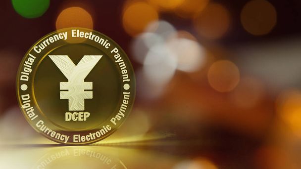 Yuan sembolü Çin Dijital Para Birimi Elektronik Ödeme içeriği için 3d oluşturma. - Fotoğraf, Görsel