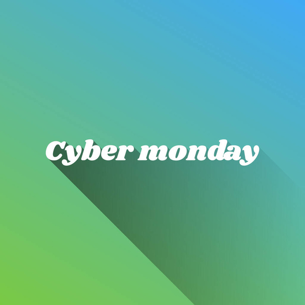 Слоган "Cuber Monday". Белая икона с беспредельной тенью на зелёном и синем фоне
. - Вектор,изображение