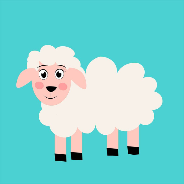 Şirin bir koyun çizimi. çiftlik hayvanı - Fotoğraf, Görsel