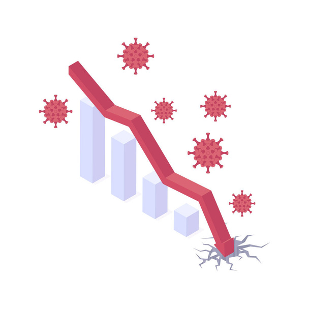 Coronavirus economic and financial crisis isometric vector illustration. - Vector, Image