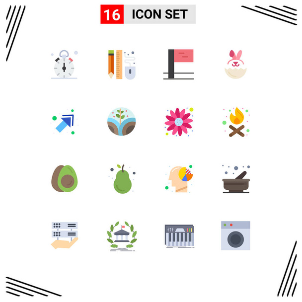 Universal Icon Simboli Gruppo di 16 colori piatti moderni di destra, freccia, matita, Pasqua, uovo Pacchetto modificabile di elementi di design vettoriale creativo
 - Vettoriali, immagini