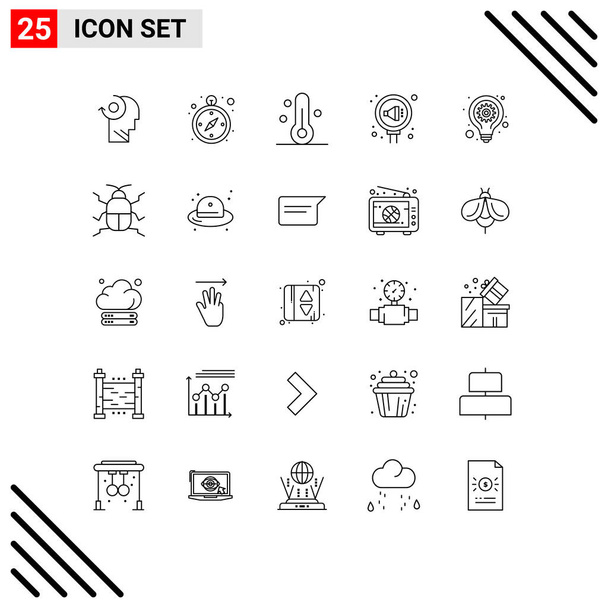 25 iconos creativos Signos y símbolos modernos de idea, reputación, temperatura, relación, pr Elementos editables de diseño vectorial
 - Vector, Imagen