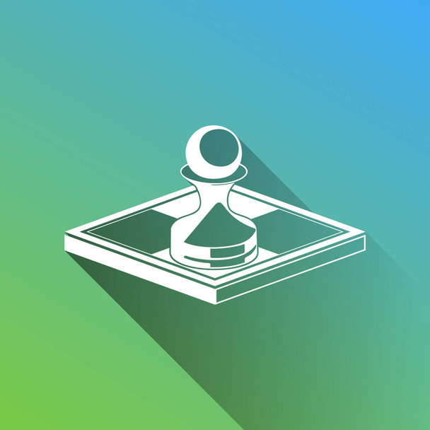 Chess figures sign. White Icon with gray dropped limitless shadow on green to blue background. - Vector, Image