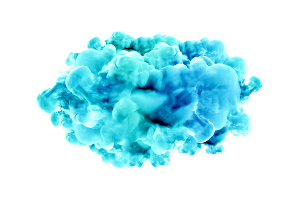 Turquoise smoke on a white background. 3d rendering, 3d illustration. - Foto, imagen