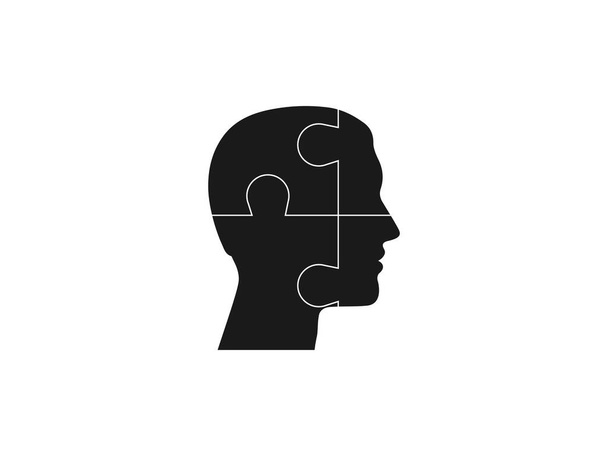 Ilustración vectorial, diseño plano. Icono cabeza humana rompecabezas
 - Vector, Imagen