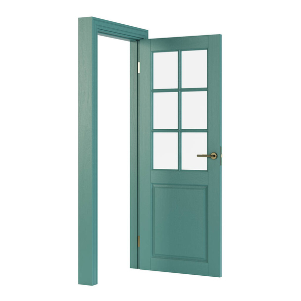Ξύλινη πόρτα απομονωμένη σε λευκό φόντο. 3D απόδοση. - Φωτογραφία, εικόνα