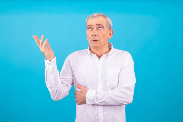 isolated adult man with resignation expression on color background - Foto, Bild