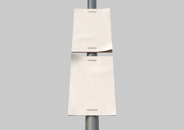Un poteau de rue avec deux panneaux publicitaires altérés vierges qui y sont attachés - rendu 3D
 - Photo, image