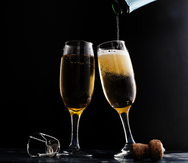 New Year's with champagne glasses - 写真・画像