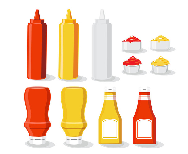 Sauce mock up set Vektor Illustration isoliert weißen Hintergrund - Vektor, Bild