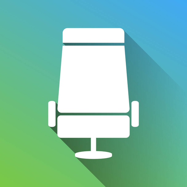 Airplane seat sign illustration. White Icon with gray dropped limitless shadow on green to blue background. - Vector, Image