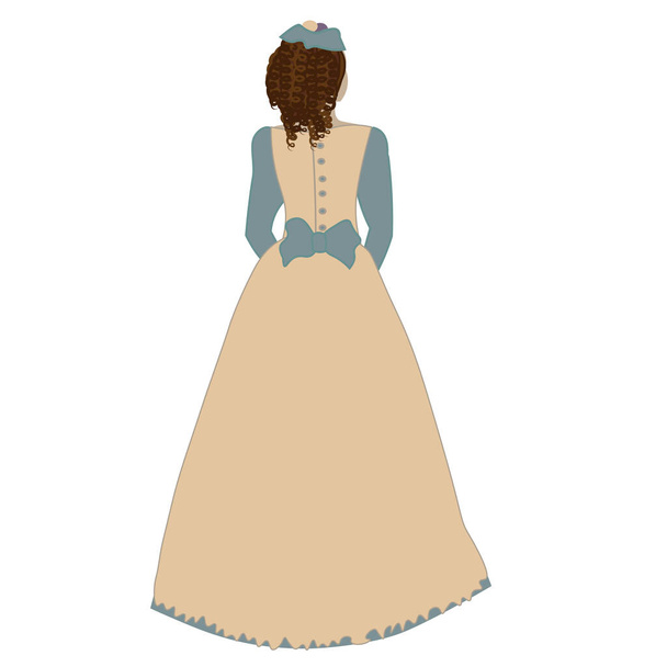 mano affogare signora in abiti del XVIII secolo sta con la schiena
 - Vettoriali, immagini