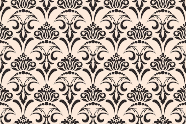Damask seamless pattern element. Vector classical luxury old fashioned damask ornament, royal victorian seamless texture for wallpapers, textile, wrapping. Vintage exquisite floral baroque template. - Vector, Image