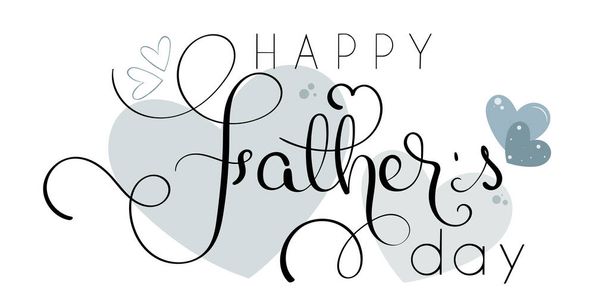 愛の心を持つ幸せな父の日書道ベクトル。グリーティングカードベクトル。イラスト｜Father's Day - ベクター画像