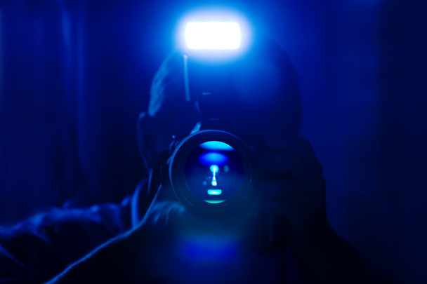 Dark blue self portrait - Photo, Image
