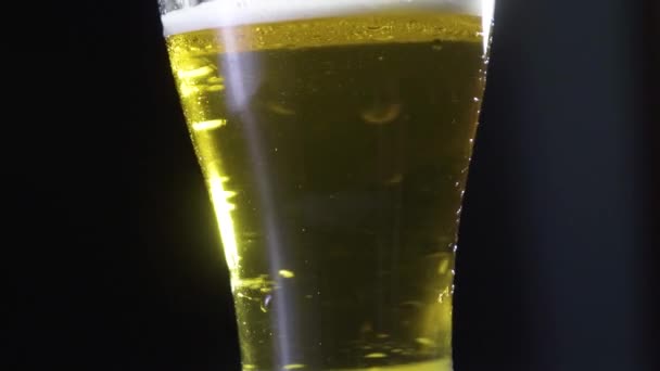 Σταγόνες νερού σε ένα ποτήρι με μπύρα - Πλάνα, βίντεο
