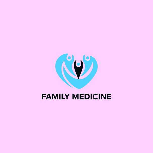 Şirket sağlık ve sağlık hizmetleri, insanlar aile hekimliği logo tasarım şablonu ile ilgilenir - Vektör, Görsel