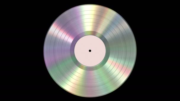 Ιριδίζουσα Ρεαλιστική Platinum Vinyl ρεκόρ σε μαύρο φόντο με Alpha Channel. Απρόσκοπτη.. - Πλάνα, βίντεο