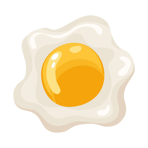 Uovo strapazzato cartone animato isolato su sfondo bianco. Alimentazione sana e biologica. Migliore colazione - Vettoriali, immagini