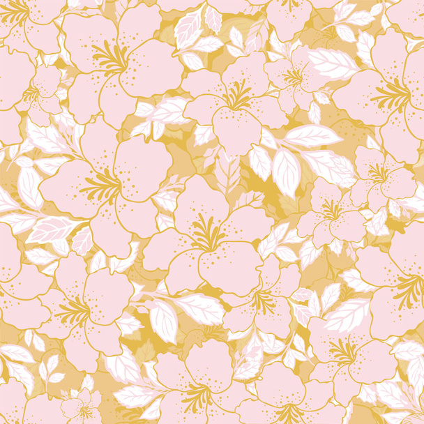 rózsaszín liliom virág mustár háttér gradiens zökkenőmentes nyomat háttér tervezés - Vektor, kép