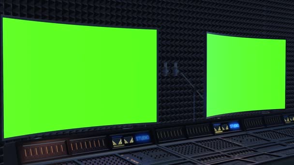 3D pozadí, nahrávací studio mixér se zelenou obrazovkou - Záběry, video