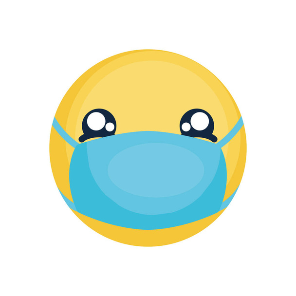 emoji with mouth mask, flat style - Vector, Image