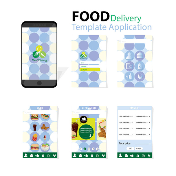 aplicação modelo de menu entrega de alimentos móveis
 - Vetor, Imagem