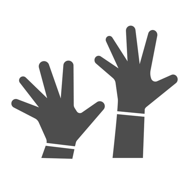 Children hands up solid icon, 1st June children protection day concept, two kids palms in the air sign on white background, raised child hands symbol glyph style for mobile and web. Vector. - Vector, Image