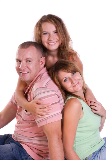 ευτυχισμένη οικογένεια. μητέρα, πατέρας και κόρη - Φωτογραφία, εικόνα