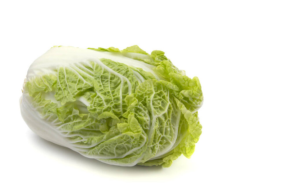 Peking cabbage close-up on a white isolated background, free space - Photo, image