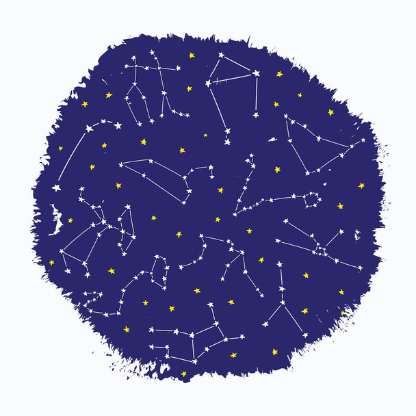 Kozmosz csillagkép csillagok horoszkóp dekoráció minta. Horoszkóp, dekoráció. Alkalmas gyerekeknek, gyerekeknek, babáknak. Asztrológiai jelek a háttérben. A nyomtatás vagy a háló asztrológiai szimbólumai. - Vektor, kép