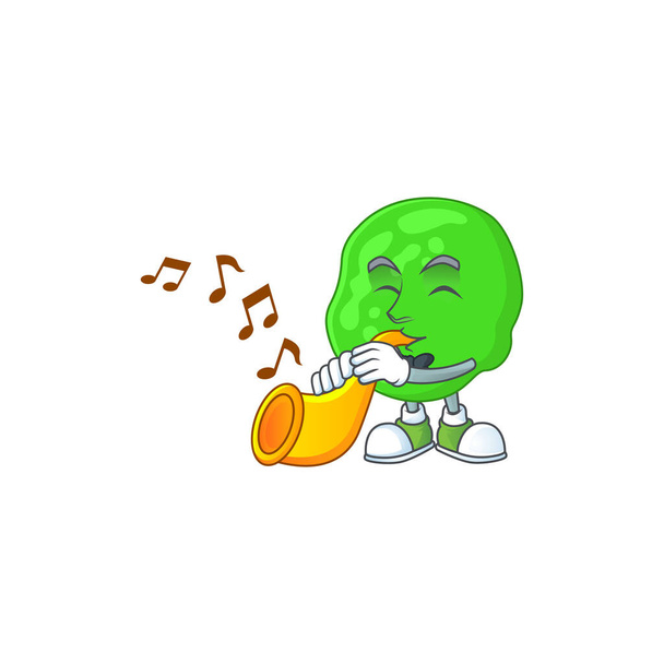 Talented musician of sarcina ventriculli mascot design playing music with a trumpet - Вектор,изображение