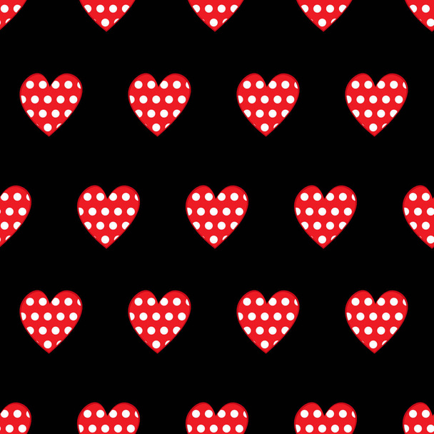 Seamless pattern with red hearts. Vector illustration. - Vetor, Imagem