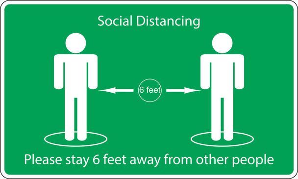 Simge insanların sosyal uzaklık kavramları diğer insanlardan 1,5 metre uzakta kalıyor, uygulamalar toplumsal uzaklığı ve vektör illüstrasyonunu güçlendirmek için yerleştirilmiş  - Vektör, Görsel