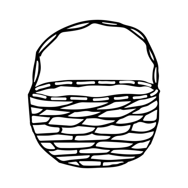 Sketch of a wicker basket. Vector outlines isolated element for design. - Vetor, Imagem
