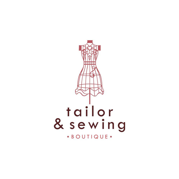 Tailor Sewing Vintage Logo, Attelier Mannequin Logo, Fashion Logo Template Vector Design - Vektor, obrázek