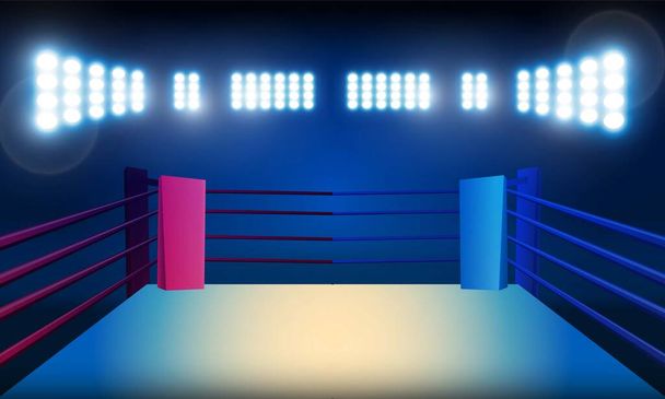Boxing ring arena and spotlight floodlights vector design. - Vector, Image