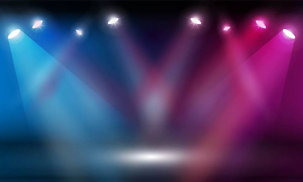 Stage podium with lighting, Stage Podium Scene with for Award Ceremony on Light Colorful Background vector design. - Vector, Image