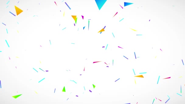 Inertial Bounce And Spin Animation Of Post mit 4000 Followern, die mit riesiger moderner Typografie und Zahlen über einen Hintergrund voller bunter Konfetti geschrieben wurden, um den Erfolg aufstrebender Tech-Unternehmen bei der Entwicklung innovativer Produkte zu feiern - Filmmaterial, Video