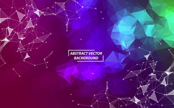 Abstract Dark Purple Geometric Polygonal background molecule and communication. Connected lines with dots. Concept of the science, chemistry, biology, medicine, technology. - Διάνυσμα, εικόνα