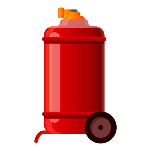 Fire extinguisher on wheels icon, cartoon style - Vetor, Imagem