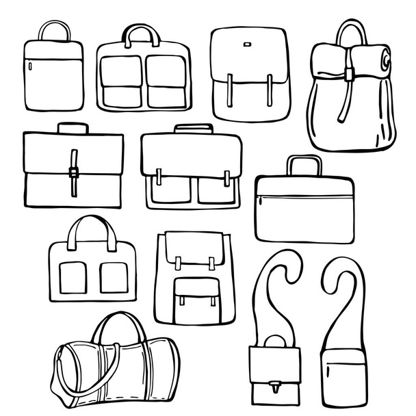 Hand drawn men's bags. Vector sketch  illustration. - Vecteur, image