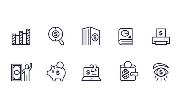 Esquema de diseño vectorial de iconos de dinero e inversión
  - Vector, Imagen