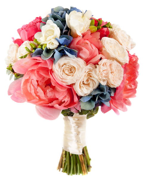 ramo de boda con rosas y peonía
 - Foto, imagen