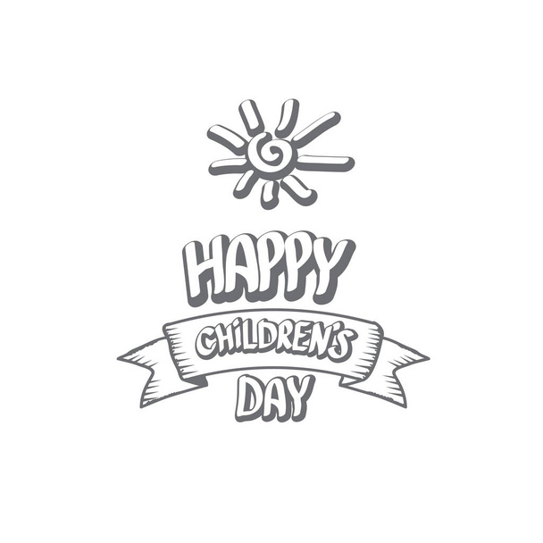 1 june international childrens day icon or label isolated on white background. happy Children day greeting card. kids day poster. Children day banner - Vetor, Imagem