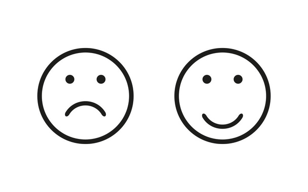 Triste y feliz símbolo, icono plano aislado. Ilustración vectorial para wab
 - Vector, Imagen