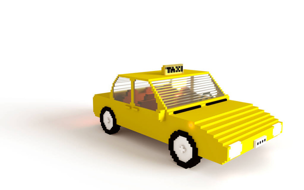 Žluté 3D bloky taxi auto - Fotografie, Obrázek